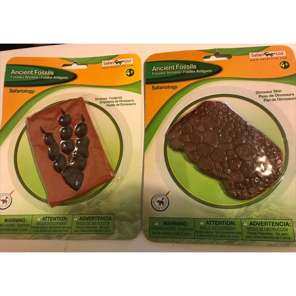 2012 Safariology Ancient Fossils Safari DINOSAUR FOOTPRINT & SKIN Lot Of 2